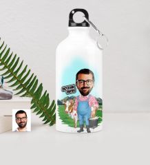 Kişiye Özel Bay Çiftçi Karikatürlü Metal Suluk (500 ml.)