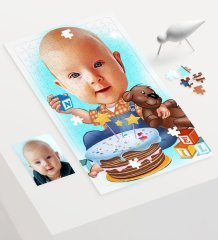 Kişiye Özel Bebek Doğum Günü Karikatür 240 Parça A3 Puzzle - 1
