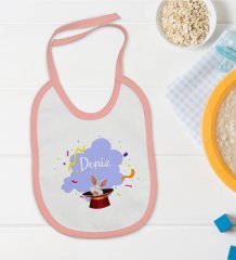 BK Kids Kişiye Özel Pembe Bebek Mama Önlüğü - Model 183