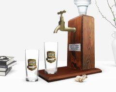 Kişiye Özel Renkli Baskılı Yarıya Kadar Değil Yaraya Kadar Tasarımlı İkili Rakı Bardağı ve Ahşap Rakı Standı Hediye Seti-5