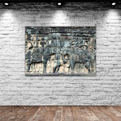 BK Home Eski Khmer Duvar Oyma Tasarımlı Kanvas Tablo 50x70cm-1