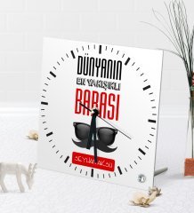 Kişiye Özel Dünyanın En Yakışıklı Babası Masaüstü Kare Cam Saat-2