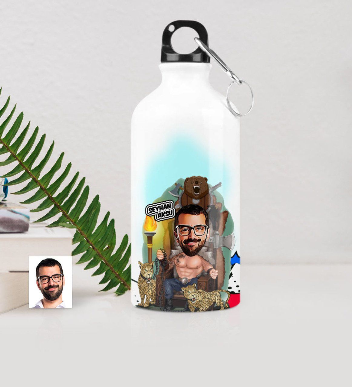 Kişiye Özel Bay Viking Karikatürlü Metal Suluk (500 ml.)