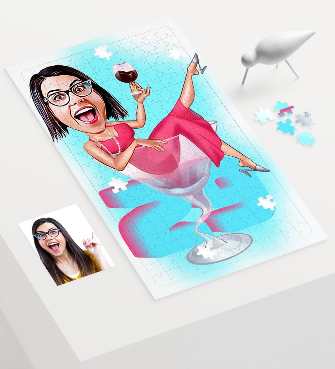 Kişiye Özel Bayan Doğum Günü Karikatür 240 Parça A3 Puzzle - 2