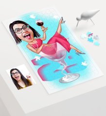 Kişiye Özel Bayan Doğum Günü Karikatür 240 Parça A3 Puzzle - 2