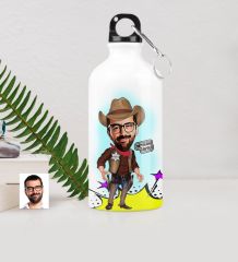 Kişiye Özel Bay Şerif Karikatürlü Metal Suluk (500 ml.)