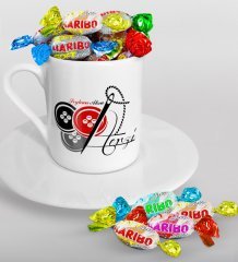 Kişiye Özel Terzi Türk Kahvesi Fincanı ve Haribo Şeker Hediye Seti-2