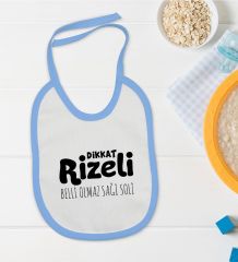BK Kids Dikkat Rizeli Tasarımlı Mavi Bebek Mama Önlüğü-1