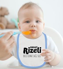 BK Kids Dikkat Rizeli Tasarımlı Mavi Bebek Mama Önlüğü-1