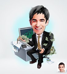 Kişiye Özel Erkek Bankacı Tasarımlı Dijital Karikatür-3