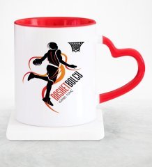 Kişiye Özel Mesleki Basketbolcu Kırmızı Kalpli Kupa Bardak - 1