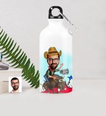 Kişiye Özel Bay Rodeocu Karikatürlü Metal Suluk (500 ml.)