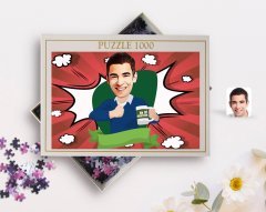 Kişiye Özel En İyi Öğretmen Karikatürlü 1000 Parça Profesyonel Puzzle-1