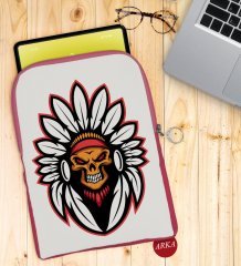 BK Gift Kurukafa Tasarımlı Taşınabilir Koruyucu Tablet Kılıfı & Organizer Çanta - Pembe-6