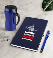 Kişiye Özel Muhteşem Baba Lacivert Defter Kalem Termos Mug Seti