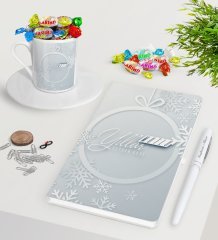 Kişiye Özel Yılbaşı Mutlu Yıllar Beyaz Defter Kalem Türk Kahvesi Fincanı ve Haribo Şeker Hediye Seti-14