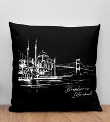 BK Gift İstanbul Tasarımlı Siyah Kırlent Yastık, Arkadaşa Hediye, Ev Dekorasyonu, Ev Hediyesi-5