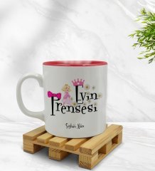 Kişiye Özel Evin Prensesi Tasarımlı İçi Kırmızı Renkli Kupa Bardak Model 3