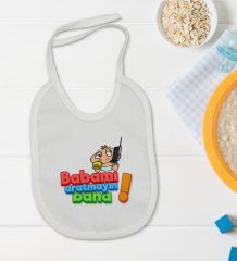 BK Kids Babamı Aratmayın Bana Tasarımlı Bebek Body Zıbın ve Mama Önlüğü Hediye Seti - Model 1