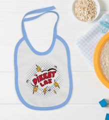 BK Kids Dikkat Laz Tasarımlı Mavi Bebek Mama Önlüğü-1
