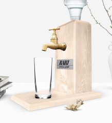 Custom Wooden Natural Rakı Stand with Tap - Wood