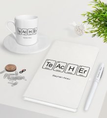 Kişiye Özel Öğretmen Beyaz Defter Kalem Türk Kahvesi Fincanı Seti-3