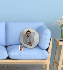 Kişiye Özel İsimli Erkek Acil Tıp Teknisyeni Karikatürlü Yuvarlak Dekoratif Kırlent Yastık-1