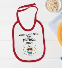 BK Kids Patron Benim Tasarımlı Kırmızı Bebek Body Zıbın ve Mama Önlüğü Hediye Seti-1