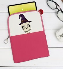 BK Gift Kurukafa Tasarımlı Taşınabilir Koruyucu Tablet Kılıfı & Organizer Çanta - Pembe-4