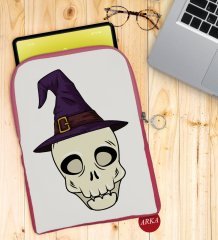 BK Gift Kurukafa Tasarımlı Taşınabilir Koruyucu Tablet Kılıfı & Organizer Çanta - Pembe-4