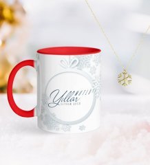 Kişiye Özel Yılbaşı Mutlu Yıllar Kırmızı Kupa ve Kar Tanesi Kolye-14