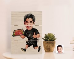 Kişiye Özel Erkek Kasap Karikatürlü Otantik Masaüstü Ahşap Palet Çerçeve-2