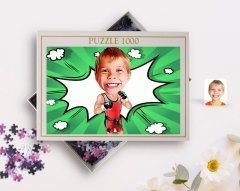 Kişiye Özel Çocuk Kick Box Karikatürlü 1000 Parça Profesyonel Puzzle-1
