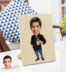 Kişiye Özel Erkek Karikatürlü Dekoratif Ahşap Çerçeve Model 82