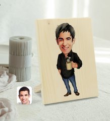 Kişiye Özel Erkek Karikatürlü Dekoratif Ahşap Çerçeve Model 82