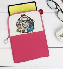 BK Gift Kurukafa Tasarımlı Taşınabilir Koruyucu Tablet Kılıfı & Organizer Çanta - Pembe-3
