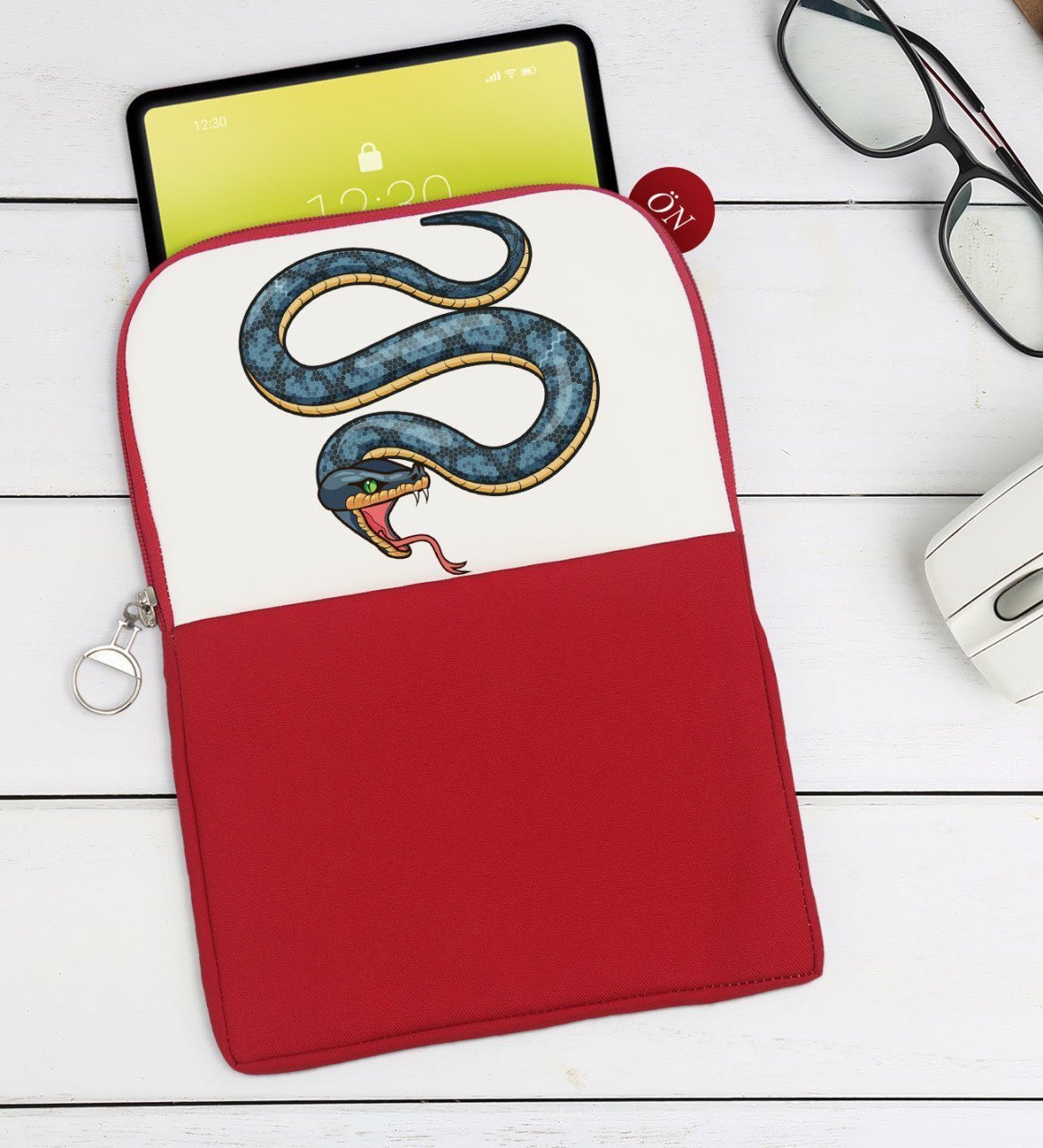 BK Gift Yılan Tasarımlı Taşınabilir Koruyucu Tablet Kılıfı & Organizer Çanta - Kırmızı-1