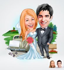 Kişiye Özel Evleniyoruz Tasarımlı Dijital Karikatür-1