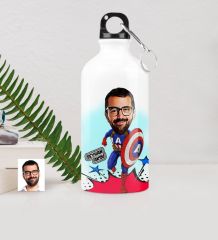 Kişiye Özel Kaptan Amerika Karikatürlü Metal Suluk (500 ml.)