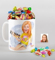 Kişiye Özel Bayan Karikatürlü Kupa ve Haribo Şeker Hediye Seti-42