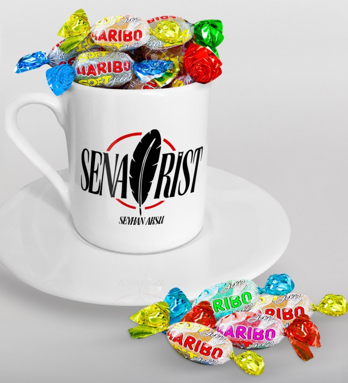 Kişiye Özel Senarist Türk Kahvesi Fincanı ve Haribo Şeker Hediye Seti-2