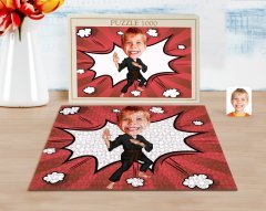 Kişiye Özel Çocuk Karateci Karikatürlü 1000 Parça Profesyonel Puzzle-1