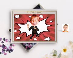 Kişiye Özel Çocuk Karateci Karikatürlü 1000 Parça Profesyonel Puzzle-1