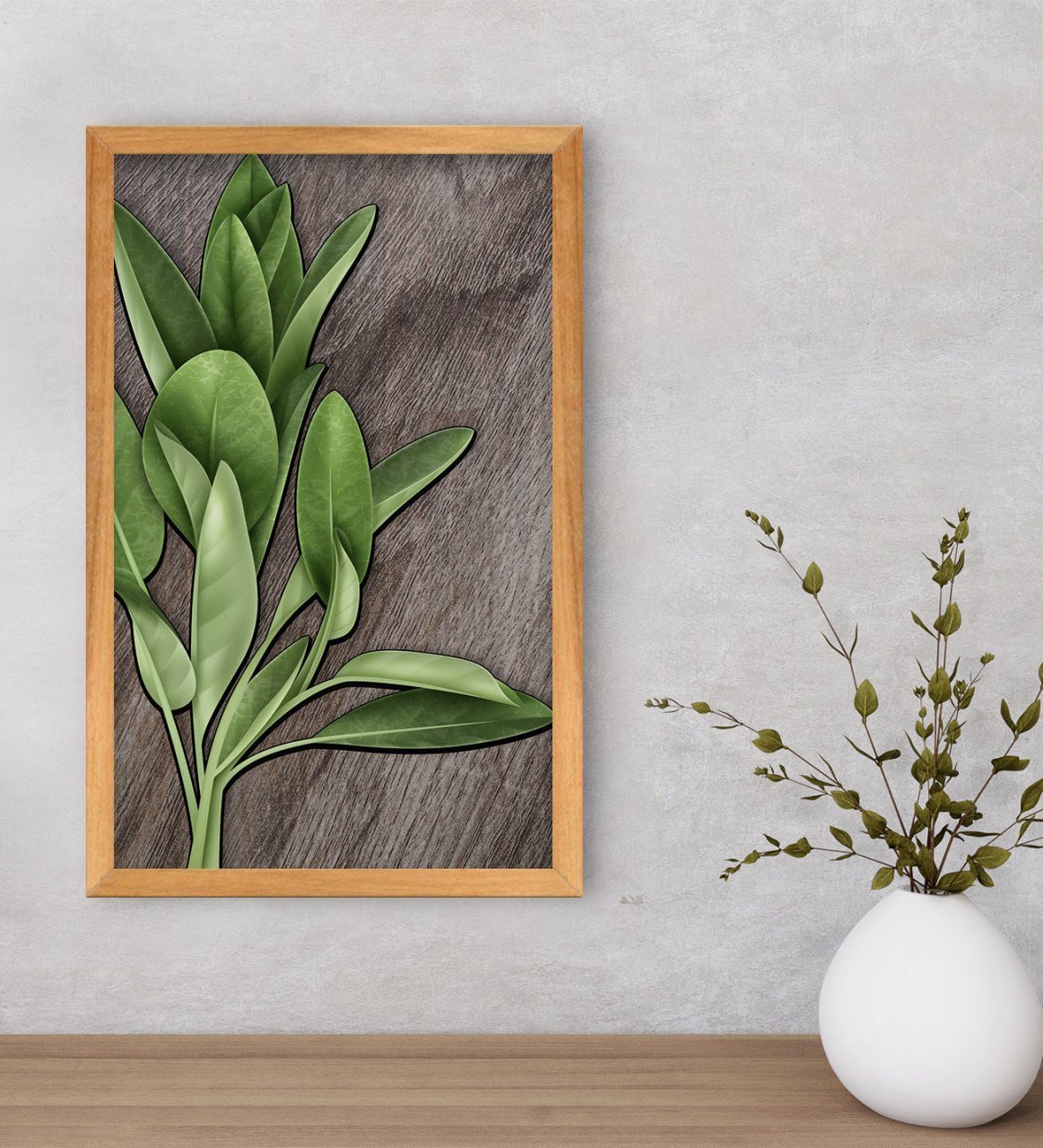 BK Home Green Plant Dekoratif Retro Ahşap Tablo-4