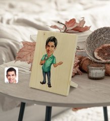 Kişiye Özel Erkek Şarkıcı Karikatürlü Dekoratif Ahşap Çerçeve Model 1