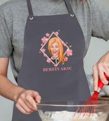 BK Gift Kişiye Özel Anneler Günü Karikatürlü Profesyonel Antrasit Mutfak Önlüğü, Aşçı Önlüğü, Şef Önlüğü, Arkadaşa Hediye-14