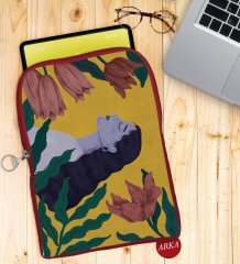 BK Gift Woman Art Tasarımlı Taşınabilir Koruyucu Tablet Kılıfı & Organizer Çanta - Kırmızı-1