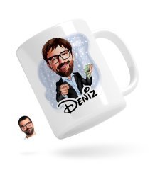 Kişiye Özel Erkek Milyoner Karikatürlü Beyaz Kupa Bardak-1