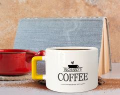 BK Gift Kişiye Özel İsimli Tarihli Sarı Kulplu Çay & Kahve Fincanı-1, Arkadaşa Hediye, Sevgiliye Hediye