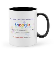 Kişiye Özel Google Dünyanın En İyi Öğretmeni Siyah Kupa Bardak